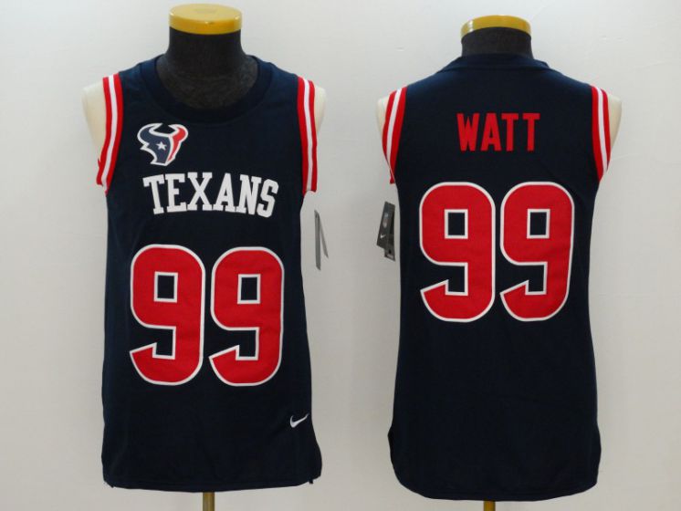 2017 Nike NFL Houston Texans 99 Watt Blue Men Stitched Limited Tank Top Jersey